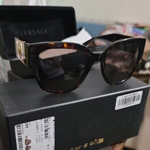 Versace Women's Sunglasses with Gold Versace Logo Accents